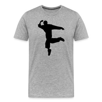 B-Boy Silhouette – Breakdance Move - Männer Premium Bio T-Shirt - Grau meliert - Vorne - Damien (186cm)