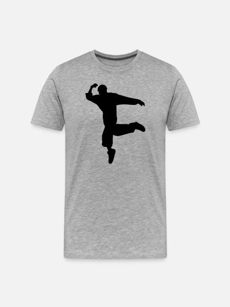 B-Boy Silhouette – Breakdance Move - Men's Premium Organic T-Shirt - heather grey