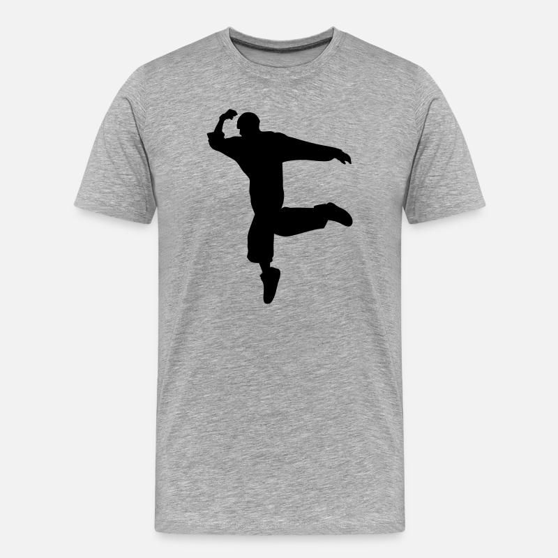 B-Boy Silhouette – Breakdance Move - Männer Premium Bio T-Shirt - Grau meliert