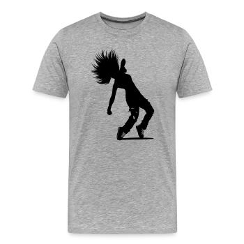 B-Girl Silhouette – Breakdance Power Move - Männer Premium Bio T-Shirt - Grau meliert - Vorne - Damien (186cm)
