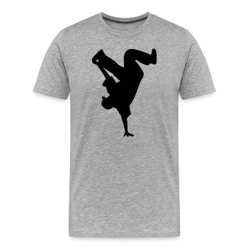B-Boy Silhouette – Breakdance Power Move Handstand - Men's Premium Organic T-Shirt - heather grey - Front - Damien (186cm)
