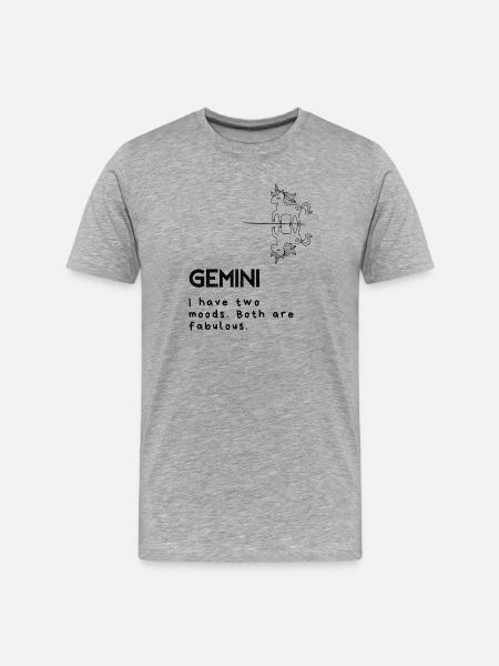 Funny Gemini Cartoon – Double Trouble - Men's Premium Organic T-Shirt - heather grey