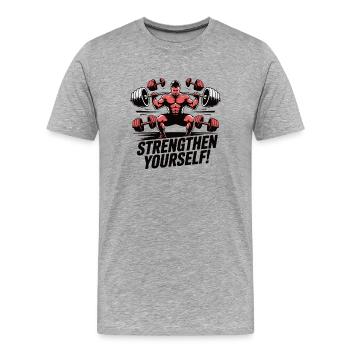 Beast Lift Renforcez-vous - T-shirt bio Premium Homme - gris chiné - Devant - Damien (186cm)