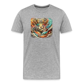 Duel du Phénix des Ailes de Feu - T-shirt bio Premium Homme - gris chiné - Devant - Damien (186cm)