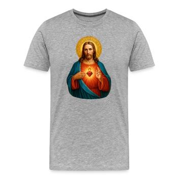 Sacred Heart Iconic Print - Men's Premium Organic T-Shirt - heather grey - Front - Damien (186cm)