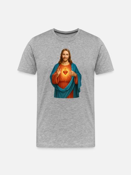 Heart Light Jesus Emblem - Men's Premium Organic T-Shirt - heather grey