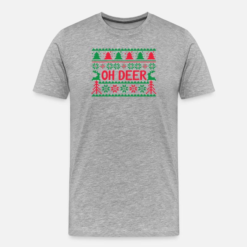 Hässlicher Pullover - Oh Deer - Männer Premium Bio T-Shirt - Grau meliert