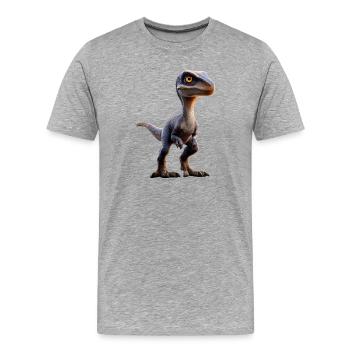 Raptor Vélociraptor Dinosaure Dino Raptors - T-shirt bio Premium Homme - gris chiné - Devant - Damien (186cm)