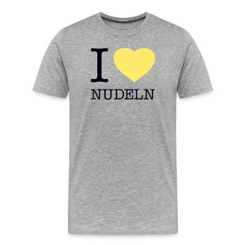 I love Nudeln - Männer Premium Bio T-Shirt - Grau meliert - Vorne - Damien (186cm)