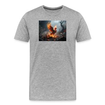 Feuerphönix Aufstieg - Männer Premium Bio T-Shirt - Grau meliert - Vorne - Damien (186cm)