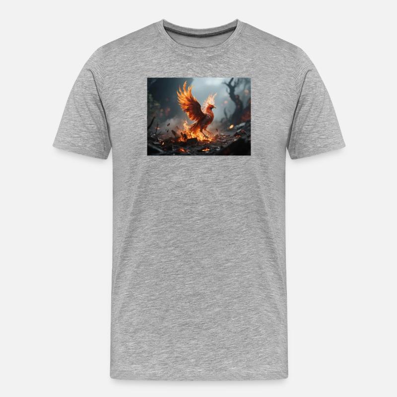 Feuerphönix Aufstieg - Männer Premium Bio T-Shirt - Grau meliert