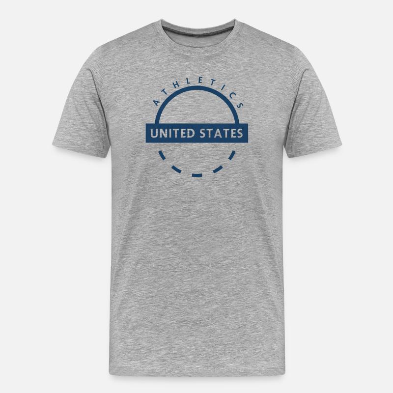Runder Ring mit USA-Sportemblem - Männer Premium Bio T-Shirt - Grau meliert