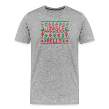 Ugly Sweater - Jingle Bells Knit Pattern - Men's Premium Organic T-Shirt - heather grey - Front - Damien (186cm)
