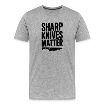 Sharp Knives Matter - Men's Premium Organic T-Shirt - heather grey - Front - Damien (186cm)