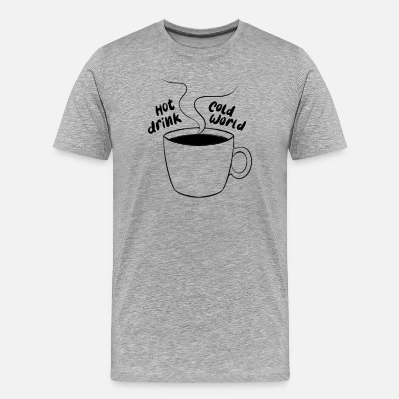 Hot drink cold world - Männer Premium Bio T-Shirt - Grau meliert