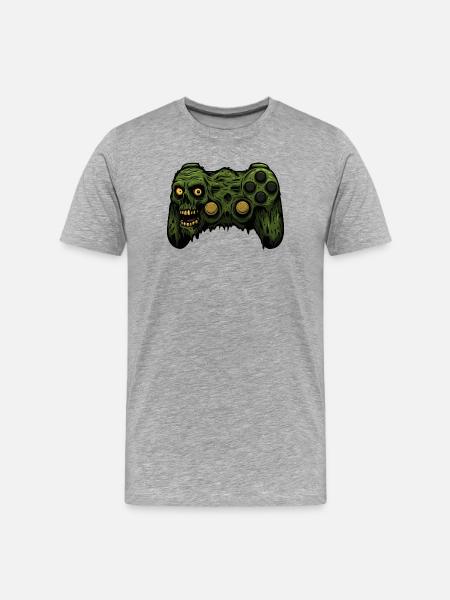 Zombie Controller Grunge Tee - Men's Premium Organic T-Shirt - heather grey