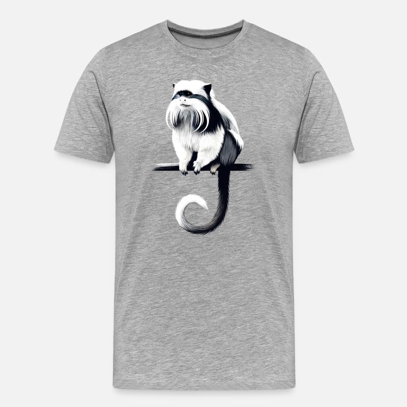 Kaiserschnurrbarttamarin - Männer Premium Bio T-Shirt - Grau meliert