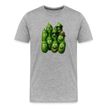 Troupe de concombres verts - T-shirt bio Premium Homme - gris chiné - Devant - Damien (186cm)