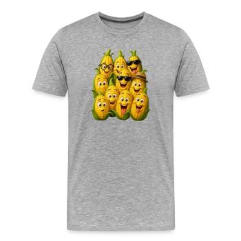 Drôle de troupe d’épis de maïs - T-shirt bio Premium Homme - gris chiné - Devant - Damien (186cm)