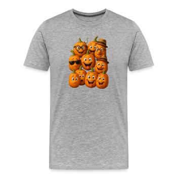 Défilé des visages de citrouilles - T-shirt bio Premium Homme - gris chiné - Devant - Damien (186cm)