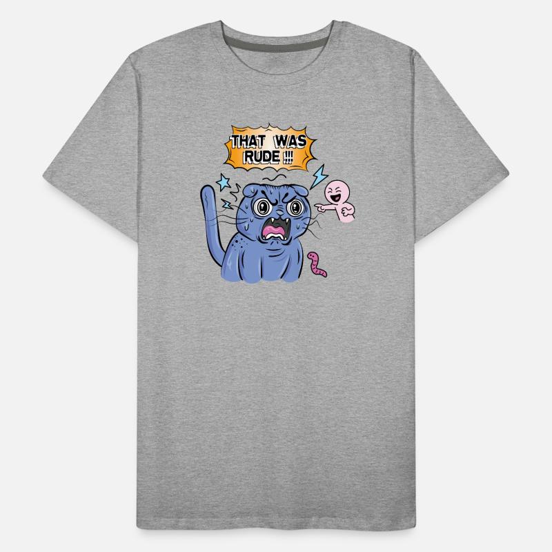 Angry Cat Screams at Expression Men's Premium Organic T-Shirt