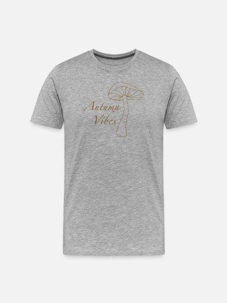 Herbstpilz Vibes - Männer Premium Bio T-Shirt - Grau meliert