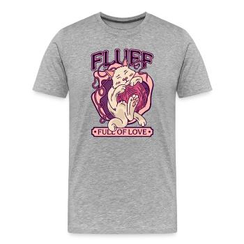 Fluff Full of Love Cat With Yarn Ball - Men's Premium Organic T-Shirt - heather grey - Front - Damien (186cm)