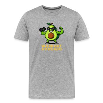 Workout Avocado Fitness Frucht - Männer Premium Bio T-Shirt - Grau meliert - Vorne - Damien (186cm)