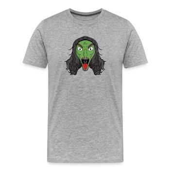 Grüne Hexe Knurren - Männer Premium Bio T-Shirt - Grau meliert - Vorne - Damien (186cm)