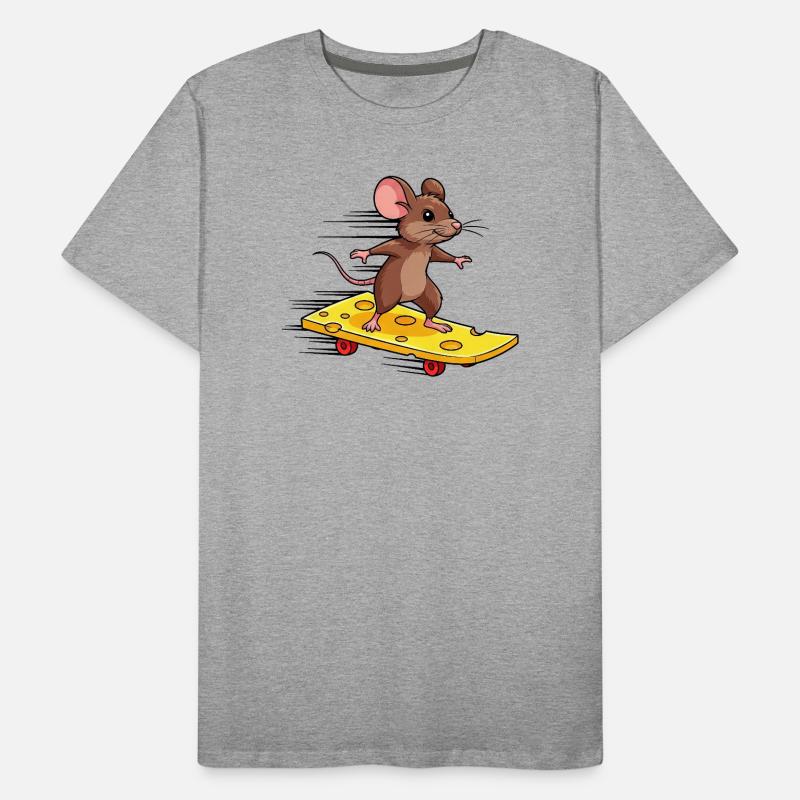 Cool Mouse with Skateboard Cheese Lover Funny Men's Premium Organic T-Shirt