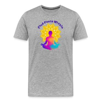 Find a Peace Within Mandala Glow - Men's Premium Organic T-Shirt - heather grey - Front - Damien (186cm)