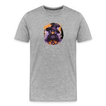 HexenEulen mit Kürbissen - Männer Premium Bio T-Shirt - Grau meliert - Vorne - Damien (186cm)