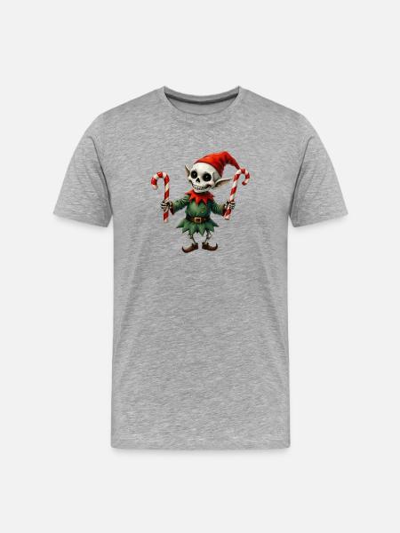 Christmas skeleton elf with walking sticks - Men's Premium Organic T-Shirt - heather grey