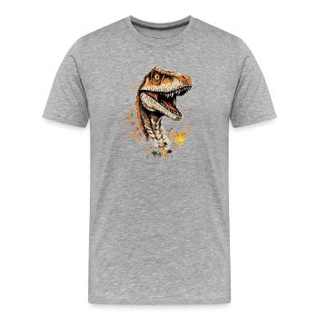 Raptor Vélociraptor Dinosaure Dino Raptors - T-shirt bio Premium Homme - gris chiné - Devant - Damien (186cm)