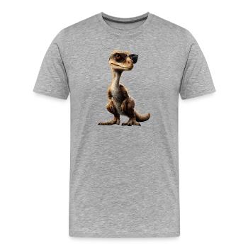 Raptor Vélociraptor Dinosaure Dino Raptors - T-shirt bio Premium Homme - gris chiné - Devant - Damien (186cm)
