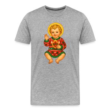 Christmas Baby Halo Knitwear - Men's Premium Organic T-Shirt - heather grey - Front - Damien (186cm)