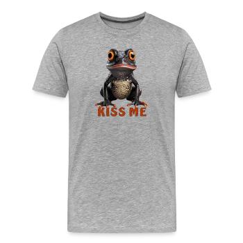 FROSCH KISS ME - Männer Premium Bio T-Shirt - Grau meliert - Vorne - Damien (186cm)