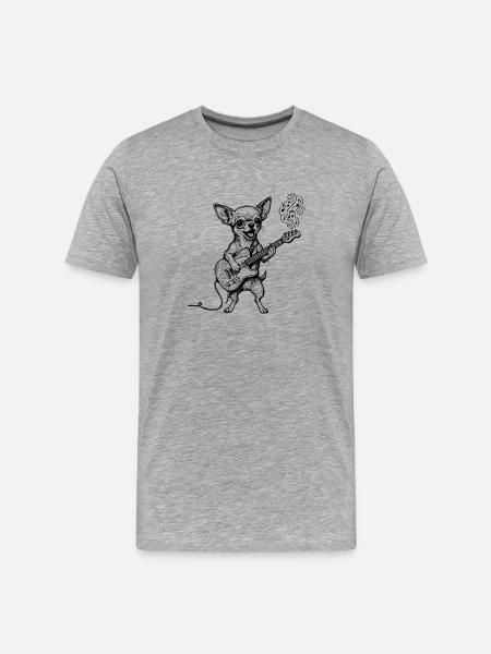 Musical Chihuahua Guitar Artwork - Men's Premium Organic T-Shirt - heather grey