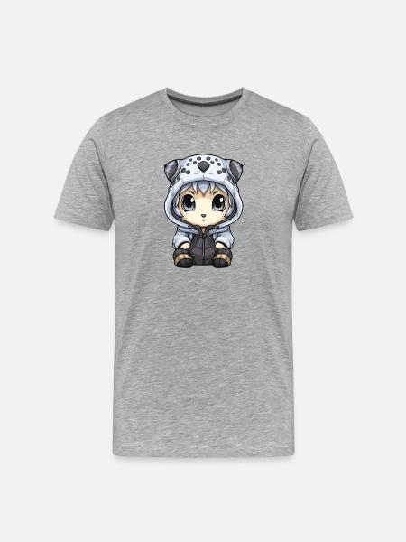 Bébé léopard des neiges léopard d’hiver - T-shirt bio Premium Homme - gris chiné