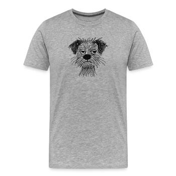 Sketch Dog Portrait Muffle - Men's Premium Organic T-Shirt - heather grey - Front - Damien (186cm)
