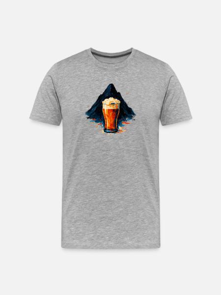 Bergbier Aquarellkunst - Männer Premium Bio T-Shirt - Grau meliert