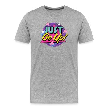 Just Go Up - Escalade rétro - T-shirt bio Premium Homme - gris chiné - Devant - Damien (186cm)