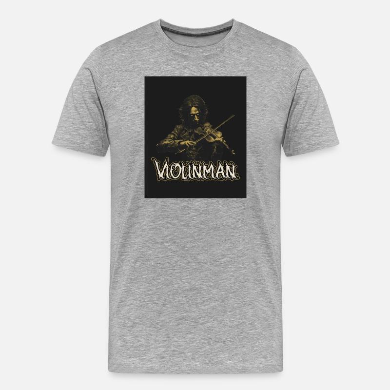 Violinman Dunkle Geigenkraft - Männer Premium Bio T-Shirt - Grau meliert