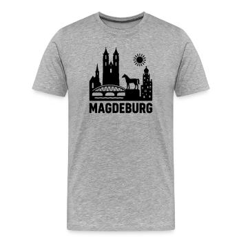 magdeburg silhouette - Männer Premium Bio T-Shirt - Grau meliert - Vorne - Damien (186cm)