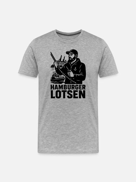 Hamburger Lotsen Hafen - Männer Premium Bio T-Shirt - Grau meliert