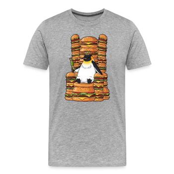 Drôle de pingouin Burger King dans le style dessin animé - T-shirt bio Premium Homme - gris chiné - Devant - Damien (186cm)