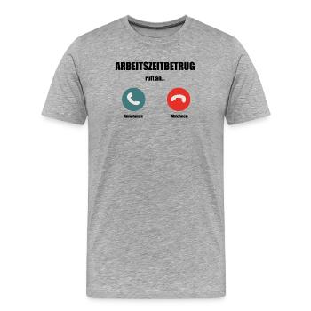 T-shirt d’arnaque au temps de travail pour les paresseux - T-shirt bio Premium Homme - gris chiné - Devant - Damien (186cm)
