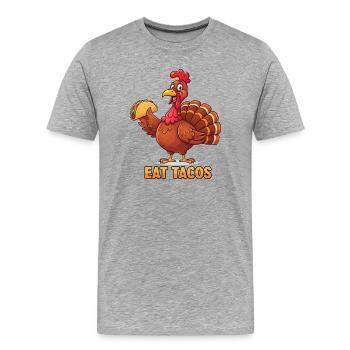 Eat Tacos Cartoon Turkey - Männer Premium Bio T-Shirt - Grau meliert - Vorne - Damien (186cm)