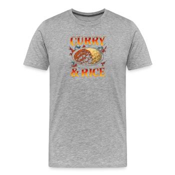Curry et riz Nourriture préférée Drôle Bizarre Années 90 - T-shirt bio Premium Homme - gris chiné - Devant - Damien (186cm)