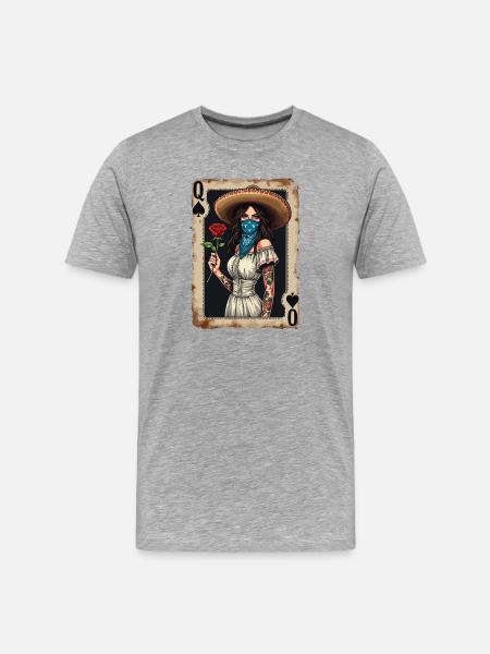 Mariachi Queen with Rose - Men's Premium Organic T-Shirt - heather grey
